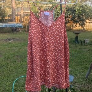 Rust Floral Button Front Spaghetti Strap Tank
